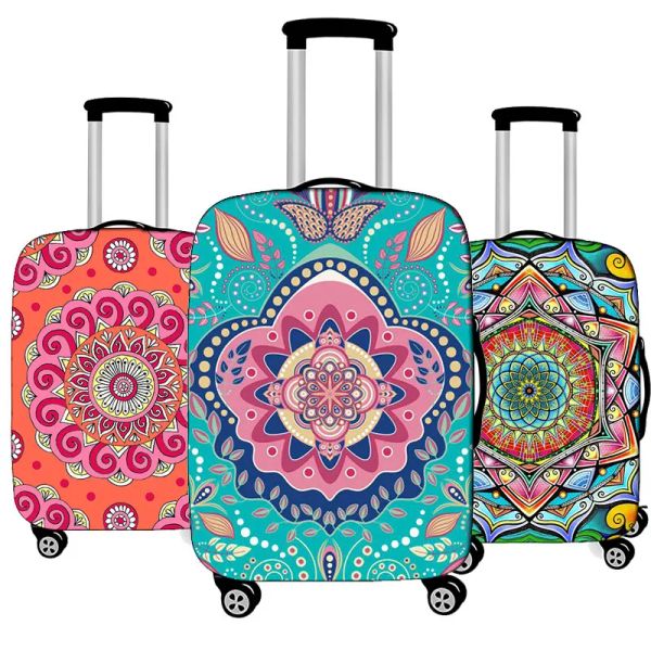 Accessoires Mandala Flower Stretch Spolgage Cover Suitcase Covers de voyage Accessoires de voyage Imprimé Couverture de poussière à rayures 18''20 '' Case de protection