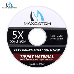 Accessoires Maximumcatch 100% Fluorocarbon Tippet Fly Line Duidelijke kleur 50m 0x/1x/2x/3x/4x/5x/6x Vliegvislijn