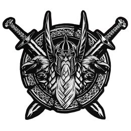Accessoires MC Viking Odin's Shield Taille Broidered Iron sur patchs GRANDE MOTOOTER MOTALICATION GAR MILITAIRE DIEU CUSSION POUR
