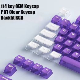Accesorios Teclado mecánico PBT Crystal KeyCap 114 Clave OEM Perfil OEM Gaming Clear Key Taps Engravado Grado Transparente a través de