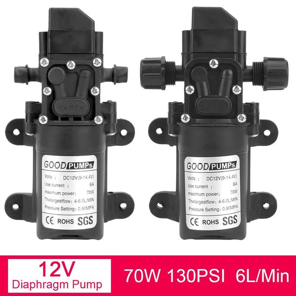 Accessoires Micro pompe à eau à membrane DC 12V 70W haute pression 130PSI 6L/Min interrupteur automatique pompe électrique auto-amorçante