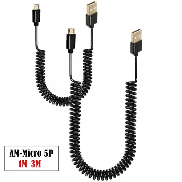 Accessoires Micro USB 5pin mâle à USB 2.0 SPIRALES MALES ADAPTATEUR CABLE Câble Spring Télescopic Extension Fil pour le chargeur de synchronisation des données