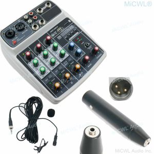 Accessoires microphones Micwl 10m Phantom Power Lavalier avec mélangeur 4 canaux Console de mélange son