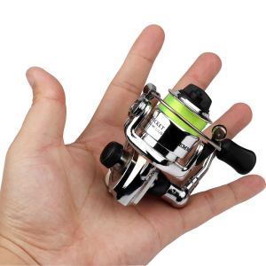Accessoires Mini 100 Pocket Spinning Fishing Reel Fishing Tackle Small Spinning Reel 4.3: 1 metalen wiel pesca kleine haspel