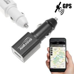 Accesorios Mini tiempo real Coche Localizador GPS Rastreador Soporte GSM GPRS Tarjeta SD Teléfono Cargador USB Dispositivo de seguimiento Localizador Blanco Negro