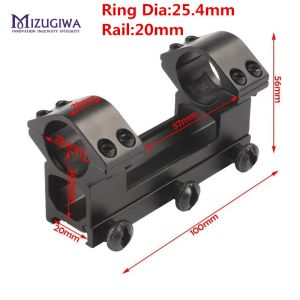 Accessoires mizugiwa tactische scope mount 25,4 mm / 30 mm dubbele ringen één stuk hogere montage zwaluwstaartring 11 mm / 20 wever railpistool