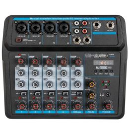 Accessoires Mool M6 Portable Mini Mixer Audio DJ Console met geluidskaart, USB, 48V Phantom Power voor PC Recording Singing Webcast Party (VS