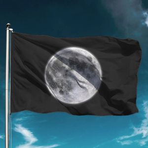 Accesorios Bandera de Luna, cartel divertido para mantener el espacio, decoración para exteriores de poliéster volador, decoración de jardín, telón de fondo de pared