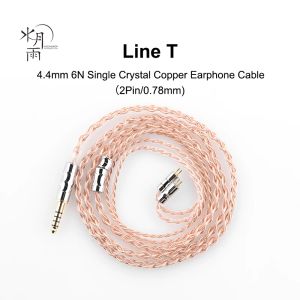 Accesorios MoonDrop Line T Cable de auriculares mejorado 6N cables de cobre y cristal individuales con enchufe de 4,4mm conector de 2 pines de 0,78mm