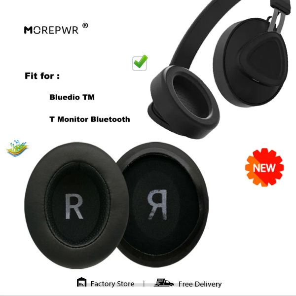 Morepwr – coussinets d'oreille de remplacement, nouvelle mise à niveau, pour moniteur Bluedio TM T, pièces de casque Bluetooth, coussin en cuir, cache-oreilles