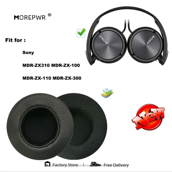 Accessoires Morepwr Nouvelle mise à niveau Coussinets d'oreille de remplacement pour Sony MDR ZX310 ZX100 ZX110 ZX300 Pièces de casque Coussin en cuir Cache-oreilles en velours