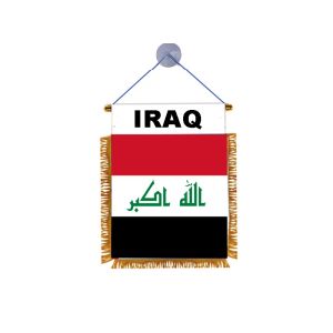 Accessoires matin logo personnalisé irak décoration de fenêtre de voiture drapeau petit irak accrocher mini drapeau de voiture