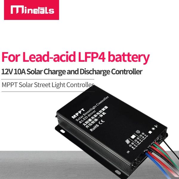 Accesorios Controlador MPPT 12V 10A Controlador de descarga de carga solar para batería de litio y plomo Controlador de alumbrado público