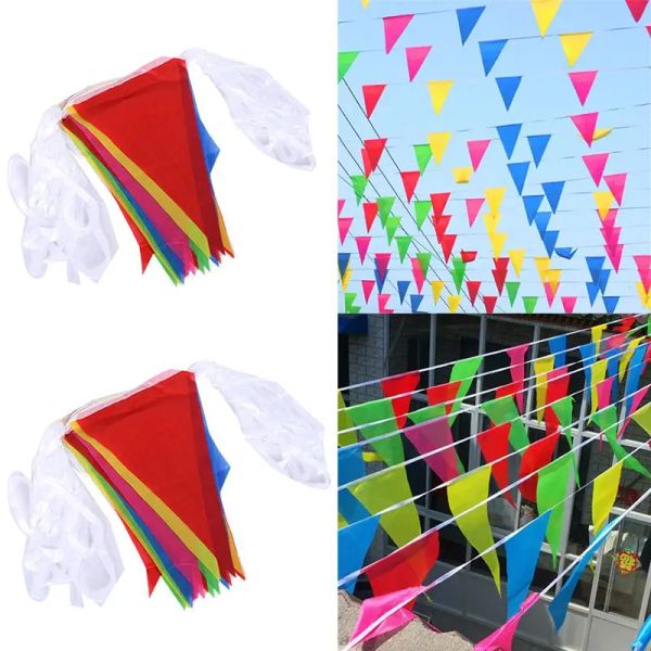 Accessoires Multicolor Flacs de fanions Bunting Banner Banner Triangle Garland pour événement Home Garden De mariage Shop Street Garden Decoration