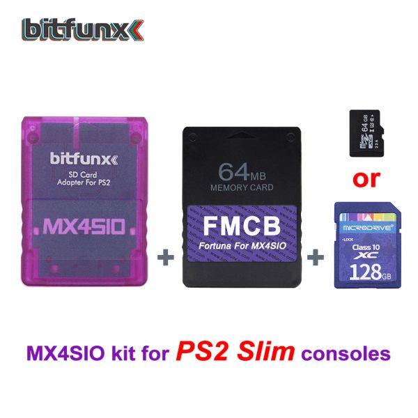 Accesorios Adaptador de tarjeta SIO2SD SID SIO2SD para PS2 PlayStation 2 + Fortuna FMCB Tarjeta para consolas delgadas PS2 + Tarjeta de juego