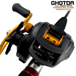 Accessoires Nieuwe Baitcasting Reel Hoge snelheid 7.2: 1 overbrengingsverhouding 17+1BB Vers zout water Magnetisch remsysteem Ultralichte vissersrol GF2000