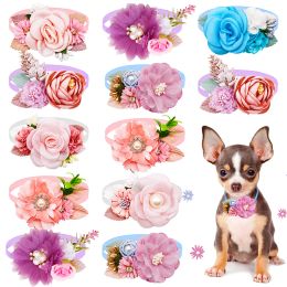 Accessoires New Fashion Flower Dog Bowties Pearl Diamond Pet Dog Dog Dogs For Dog Bow Cold Collar Saint Valentin Spring Dog Toomage Produits