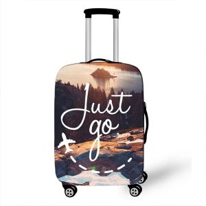 Accessoires Nieuwe vakantiestijl Print bagageklep voor reiskofferbeschermer Past 18 ~ 32 inch ritssluiting Elastische kofferafdekking