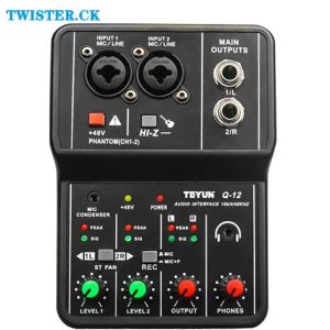 Accessoires Nouveaux teyun Q12 Sound Carte Audio Mixer Board Console Desk System System Interface 4 canal 48V Power Stereo Computer Card