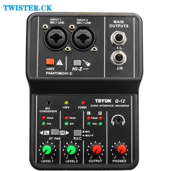 Accessoires Nouveaux teyun Q12 Sound Carte Audio Mixer Board Console Desk System System Interface 4 canal 48V Power Stereo Computer Card