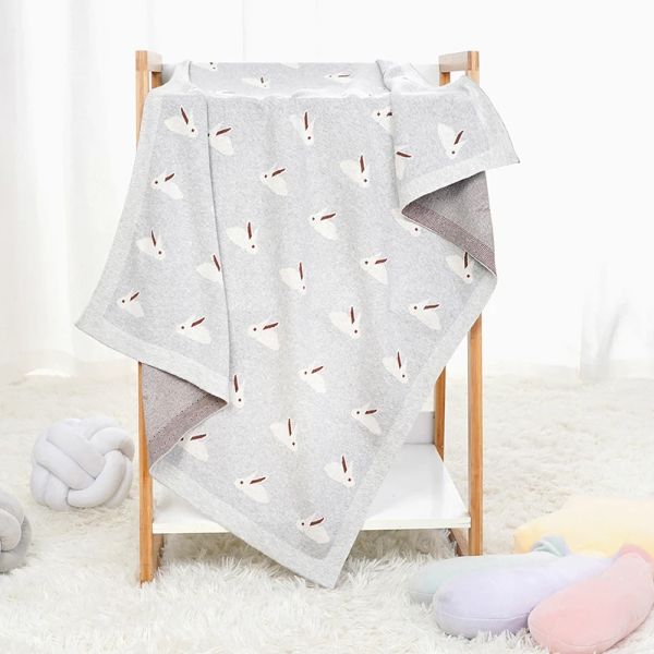 Accessoires NOUVEAU-né couverture bébé 100% coton tricot bébé garçon fille literie plaid quilt 100 * 80cm Toddler poussette de sommeil doux couverture mignonne lapin