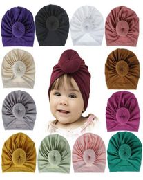 Accessoires nouveau-né enfant en bas âge enfants bébé garçon fille Turban coton bonnet chapeau hiver chaud doux casquette solide noeud doux enveloppement 18 color4724626
