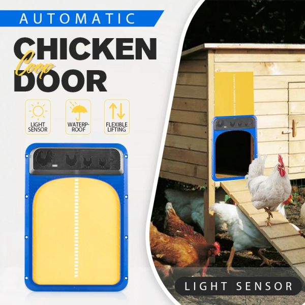 Accesorios La más nueva puerta automática de gallinero de una sola pieza puerta impermeable sensible a la luz para aves de corral aves de corral pollo pato puerta de casa para perros