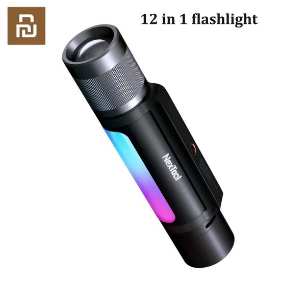 Accessoires Nextool 12 en 1 Lampe de poche étanche du haut-parleur de l'urgence portable avec une voix de pick-up Activé Couleur RGB Musique Rythme Lumière