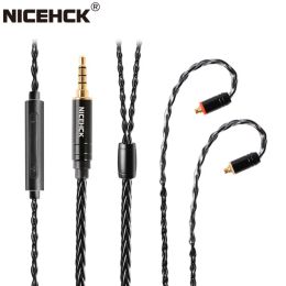 Accesorios NiceHCK BlackWheat Cable de micrófono de cobre chapado en plata de 8 núcleos MMCX/NX7/QDC/0.78 2 pines para DB3 ZSN ZST AS10 ZS10 EDX C10 CA4 C12