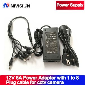 Accessoires Ninivision 12V 5A 8CH ALIMENTATION CCTV CAMERIE POWER BOX 8 PORT DC + COFT POGNETTRE DC 12V ADAPTATEUR