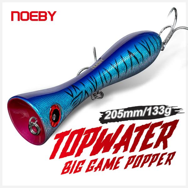 Accessoires Noeby Big Game Popper Fishing Lure 205 mm 133g Topwater Popper Artificiel Hard Bait 4 / 5X Hooks for Sea GT Tuna Fishing Lure