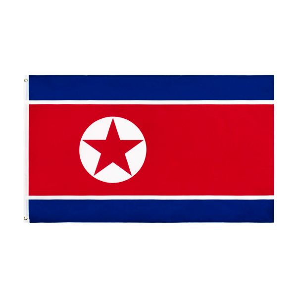 Accessoires Drapeau de la Corée du Nord Couleur vive Drapeau pentagramme rouge et bleu NK Drapeaux nationaux coréens Polyester Double couture avec œillets en laiton