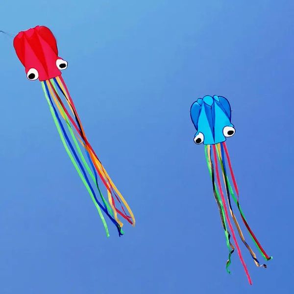 Accessoires cerf-volant pieuvre cerf-volant 3D 4 mètres dessin animé coloré sans squelette longue queue facile à voler cerfs-volants de plage sport de plein air jouer