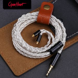 Accessoires OPENHEART 8 Core cuivre plaqué argent remplacer le câble d'écouteur 3.5mm/2.5mm/4.4mm MMCX/0.78 2Pin/QDC câble de mise à niveau d'équilibre