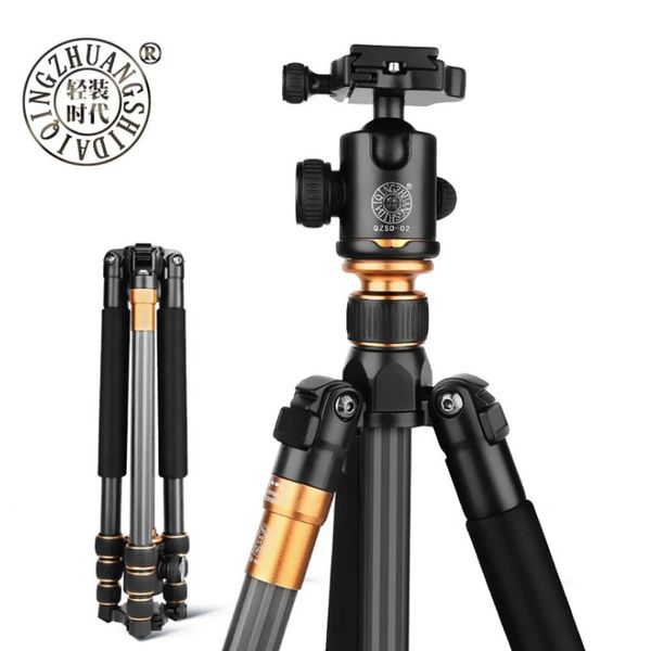 Accesorios Original Hot Beike QZSD Q999C Kit de trípode de fibra de carbono portátil para fotografía profesional Monopod Stand Ball head para cámara DSLR