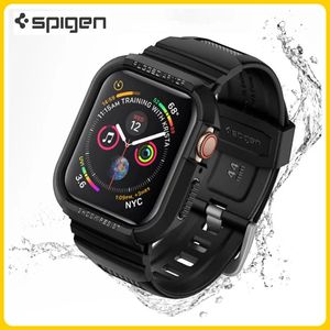 Spigen – boîtier de montre Original en Fiber de carbone, pour Apple iWatch 7/6/5/4/3/2/SE, bracelet de montre en Silicone TPU 40mm 41mm 44mm 45mm