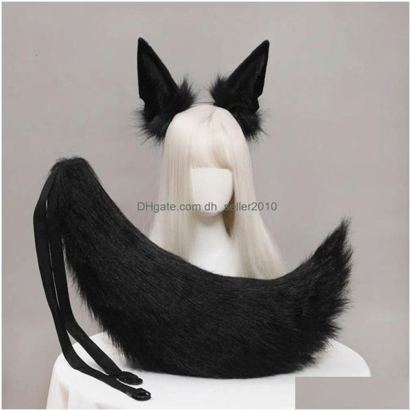 Accessoires Autres accessoires de mode Halloween Plux Jackal Cat Ears and Tail Cosplay Lolita Band Fox Headwear Animal Kawaii Accessoriesc