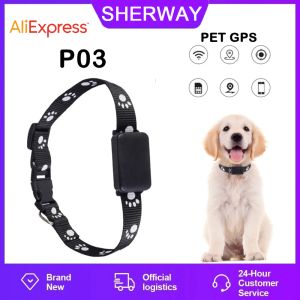 Accessoires P03 PET GPS TRACKER MINI 2G PETPOSITI TRACKER Waterdichte Dog GPS Collar Dog Collar Cat Locator Smart Tracking Alarm WiFi