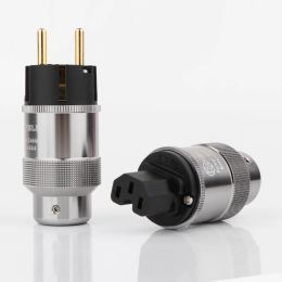 Accessoires P085PAIR Hiend Krell Gold Ploated EU Power Plug IEC Audio Connector Hifi Ac -netsnoer Connectoren voor audiofiel DIY Mains Cable