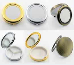 accessoires verpakking organisatoren 120 stuks 70 mm metalen blanco pillendoosjes met compacte spiegels doe-het-zelf opbergdoos medicijn organisator container zilver