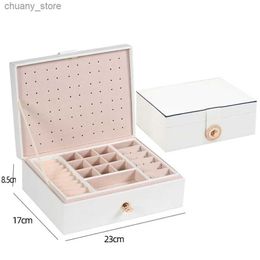 Accessoires Organisateurs d'emballage 1pcs Lady Pu Leather Jewelry Box Rangement Bague Affichage Banque Organisateur de bijoux portable pour Colliers Joyeros Org Y240423 VQAK