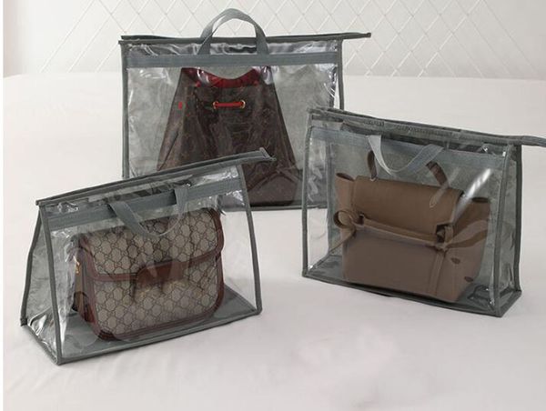 Accessoires organisateurs d'emballage sac à main organisateur de stockage sacs à poussière placard transparent protecteur sac de rangement sacs anti-poussière organisateur de placard pour sacs à main avec fermeture éclair