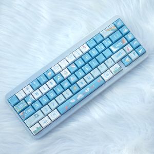 Accessoires PBT KeyCap 127 Keys Cartoon XDA Keyboard Cover Blue Cloud Dye Subbed Cartoon Gaming Key Caps Backlit KeyCap voor ANSI -lay -out