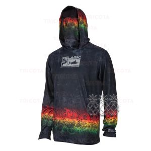 Accessoires Pelagische visserijoverhemden Heren Performance Long Sleeve Hooded Hemel Degel Dek met masker UV -bescherming Camouflage Camouflage Visserij T -shirts