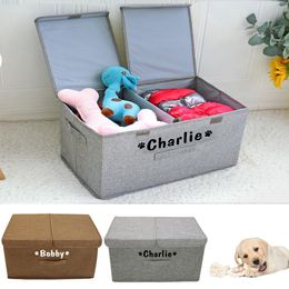 Accessoires Panier de rangement personnalisé pour chien, boîte de rangement pliante pour animaux de compagnie, nom d'impression gratuit, paniers pour chiens, jouets, vêtements, chaussures avec couvercle