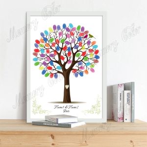 Accessoires Gepersonaliseerde naam Datum Fingerprint Diy Wedding Tree Leaf Painting for Wedding of Wedding Anniversary Souvenir (Inkpad inclusief)