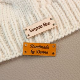 Accessoires Étiquette en cuir à coudre personnalisée avec logo ou texte personnalisé pour chapeaux, marques de crochet et faites à la main, étiquettes de vêtements, 15x40 mm