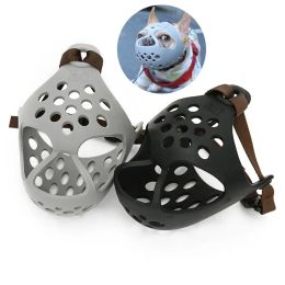 Accessoires Muselière pour chien de compagnie respirante museau court Anti-aboiement mordant bouledogue français à face plate visage de chien agressif maille réglable