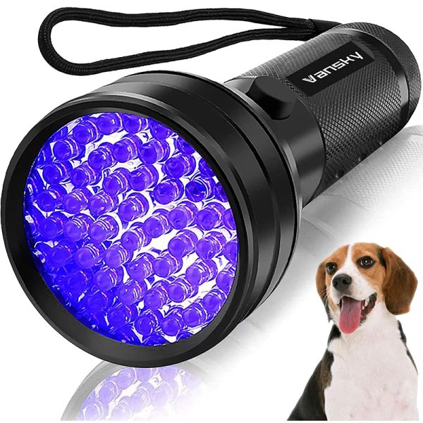Accesorios Detector de orina para mascotas Linterna UV Luz negra, 51 LED para orina de perro/gato, manchas secas, chinches, a juego con eliminador de olores de mascotas