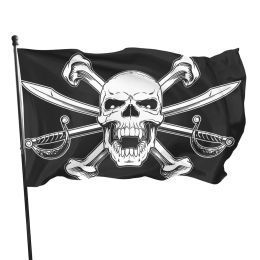 Accessoires Drapeau de crâne et d'os croisés de chat de pirate, drapeau de bateau de pirate, couteau croisé, drapeaux de pirate, drapeaux de tête de mort, décoration de fête intérieure et extérieure